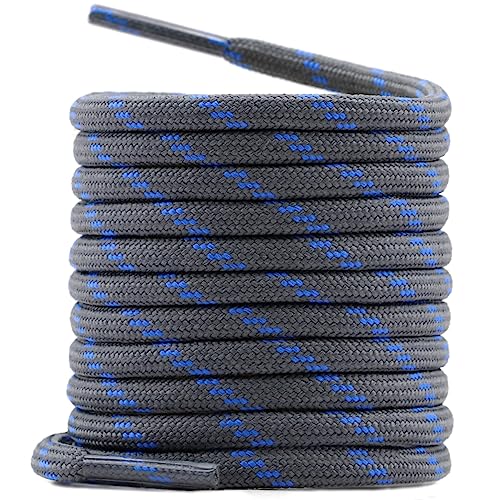 WEGOODZF Runde Boots Wanderschuhe Schnürsenkel: 120CM Dunkelgrau Blau Punkte 4,5MM Dick Arbeitsschuhe Schuhbänder für Herren Damen 2 Paar von WEGOODZF