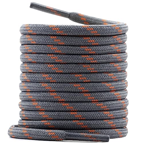 WEGOODZF Runde Boots Wanderschuhe Schnürsenkel: 120CM Grau Orange Punkte 4,5MM Dick Arbeitsschuhe Schuhbänder für Herren Damen 2 Paar von WEGOODZF