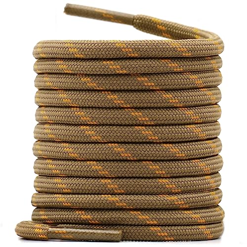 WEGOODZF Runde Boots Wanderschuhe Schnürsenkel: 140CM Hellbraun Golden 4,5MM Dick Arbeitsschuhe Schuhbänder für Herren Damen 2 Paar von WEGOODZF