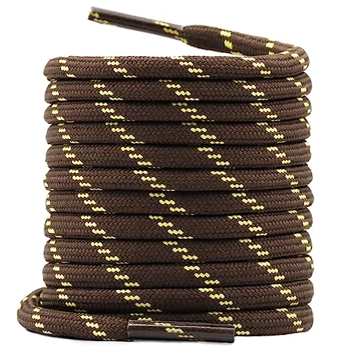 WEGOODZF Runde Boots Wanderschuhe Schnürsenkel: 150CM Kaffee Gelbe Punkte 4,5MM Dick Arbeitsschuhe Schuhbänder für Herren Damen 2 Paar von WEGOODZF