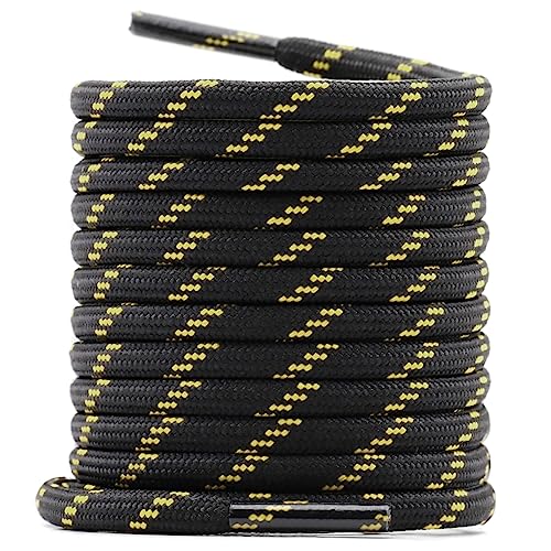WEGOODZF Runde Boots Wanderschuhe Schnürsenkel: 150CM Schwarz Gelb Punkte 4,5MM Dick Arbeitsschuhe Schuhbänder für Herren Damen 2 Paar von WEGOODZF