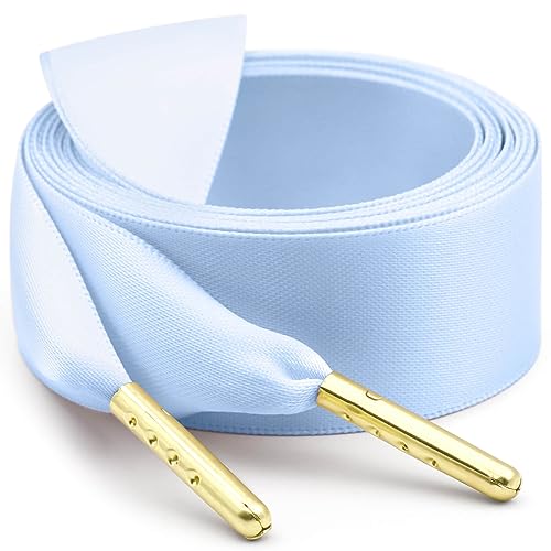 WEGOODZF Seidenband Ribbon Satin Schnürsenkel: 2 Paar 100CM Himmelblau 2CM Breite mit Metallspitze Flache Satinband Schuhbänder für Turnschuhe Damen Sportschuhe WEGOODZF Seidenband Ribbon Satin Schnürsenkel: 2 Paar 100CM Himmelblau 2CM Breite mit Metallspitze Flache Satinband Schuhbänder für Turnschuhe Damen Sportschuhe von WEGOODZF