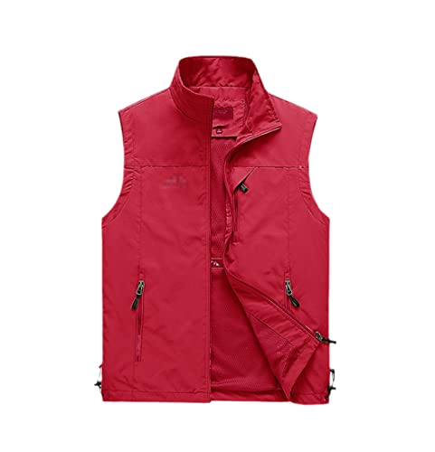 Dünner Freizeitmantel für Herren, Weste mit vielen Taschen, normale Weste mit Sommerreißverschluss, Outdoor-Reiseweste für Frühling und Herbst, tägliche Freizeit-Sportweste, ärmellose Arbeitsjacke für männliche Sommerfotografen von WEGUKRI