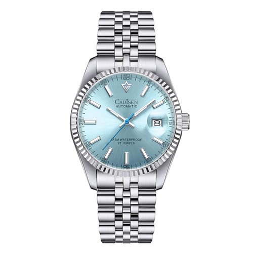 WEICHULWJ CADISEN Design Automatik Uhr Herren Mechanische Edelstahl Wasserdicht Saphirglas Freizeit Armbanduhren Hommage (8053Blue-W) von WEICHULWJ