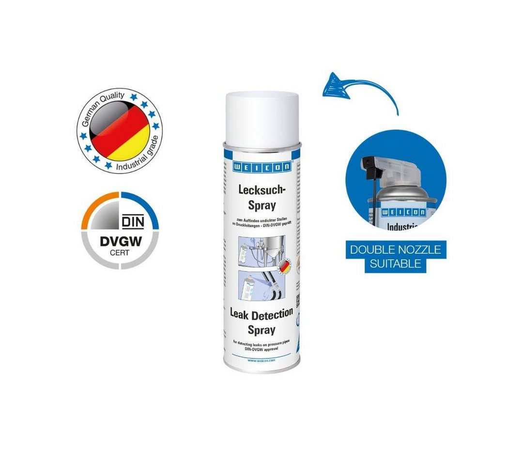 WEICON Lecksuch-Spray, 400 ml, weiß, milchig Reinigungsspray (Dose, [- Risse und Undichtigkeiten an Druckleitungen auffinden) von WEICON