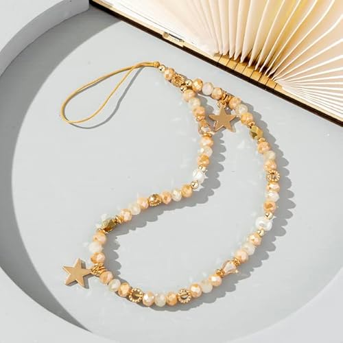WEIDU Mode Acryl Handy Kette Fünfzackigen Stern Anhänger Perlen Telefon Lanyard Handy Hängen Seil Für Frauen Schmuck von WEIDU