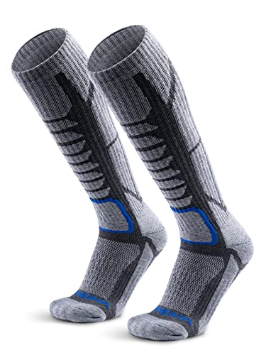 WEIERYA Skisocken,Merinowolle ski socken für Herren Damen Geeignet für Skifahren,Snowboarden,Outdoor Wintersport,Grau 2 Paar (41-44) von WEIERYA