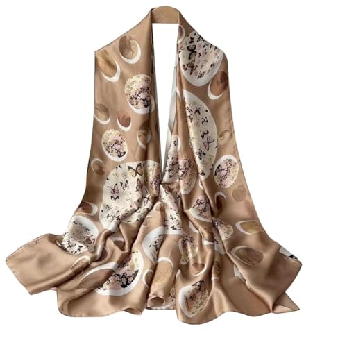 Silk Scarf Women Khaki Shawl Stain Neckerchief Head Wraps Thin Scarf Ladies Beach Shawl Vintage Painting Bridal Belt Chiffon Muslin Butterfly Cloth Birthday gifts von WEIGEER