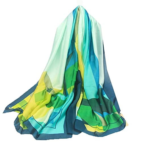 Silk Scarf Women Shawl Green Scarf Neckerchief Head Wraps Ladies Beach Shawl Vintage Bridal Belt Chiffon Muslim Colorful Cloth Christmas Decorations Scarf von WEIGEER