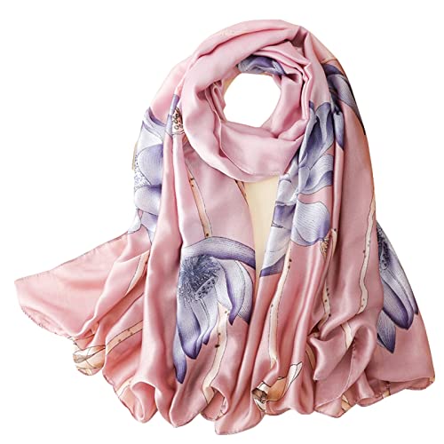 WEIGEER Silk Scarf Women Shawl Purple Neckerchief Head Wraps Thin Scarf Ladies Beach Shawl Vintage Painting Bridal Belt Chiffon Scarf Muslim Colorful Cloth Christmas Decorations Scarf von WEIGEER