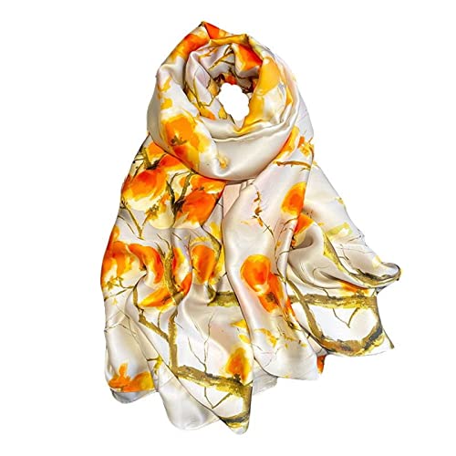 Silk Scarf Women Chiffon Shawl White Neckerchief Long Head Wrap Thin Scarf Beach Women Hijab Belt Vintage Bridal Shawl Binder Scarf von WEIGEER