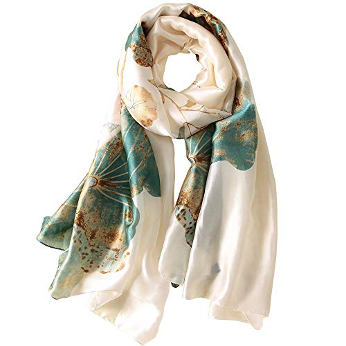 WEIGEER Silk Scarf Women Chiffon Shawl Lotus Scarf White Neckerchief Long Head Wrap Thin Green Scarf Beach Women Hijab Belt Vintage Bridal Shawl Binder Chiffon Scarf von WEIGEER