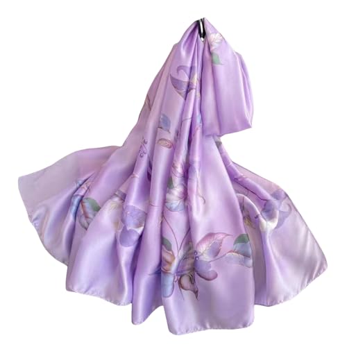 WEIGEER Silk Scarf Women Chiffon Shawl Lotus Scarf White Neckerchief Long Head Wrap Thin Green Scarf Beach Women Hijab Belt Vintage Bridal Shawl Binder Chiffon Scarf (Purple) von WEIGEER