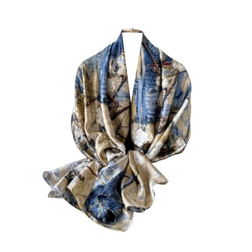 WEIGEER Silk Scarf Women Green Shawl Stain Neckerchief Head Wraps Thin Scarf Ladies Beach Shawl Vintage Painting Bridal Belt Chiffon Scarf Muslim Colourful Cloth Birthday gifts (Blue-kapok) von WEIGEER