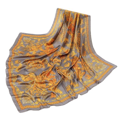 WEIGEER Silk Scarf Women Green Shawl Stain Neckerchief Head Wraps Thin Scarf Ladies Beach Shawl Vintage Painting Bridal Belt Chiffon Scarf Muslim Colourful Cloth Birthday gifts (Gold) von WEIGEER