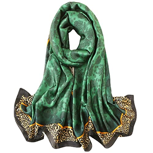 WEIGEER Silk Scarf Women Shawl Green Scarf Stain Neckerchief Head Wrap Thin Scarf Ladies Beach Shawl Vintage Bridal Chiffon Scarf Muslim Colorful Cloth Christmas Decorations Scarf Belt Black von WEIGEER