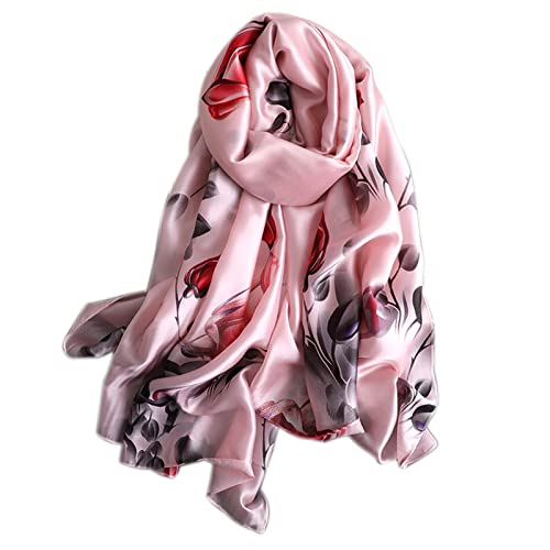 WEIGEER Silk Scarf Women Shawl Pink Scarf Stain Neckerchief Head Wraps Thin Scarf Ladies Beach Shawl Vintage Painting Bridal Belt Chiffon Scarf Muslim Colorful Cloth Christmas Decorations Scarf von WEIGEER