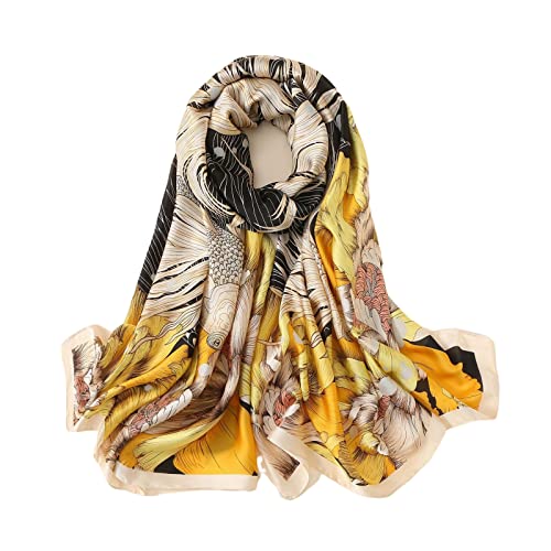 WEIGEER Silk Scarf Women Shawl Yellow Scarf Stain Neckerchief Head Wrap Thin Scarf Ladies Beach Shawl Vintage Bridal Chiffon Scarf Muslim Colorful Cloth Christmas Decorations Scarf Belt Grey von WEIGEER