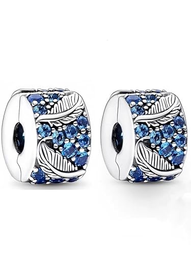 WEIMU Charms Stopper 925 Sterling Silber für Armband mit Gummi Clip Stopper Charms für Bead Charm Armband Anhänger Spacer (Blue 2) von WEIMU