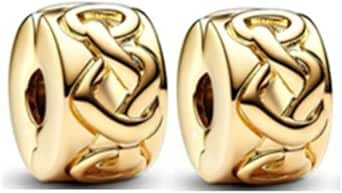 WEIMU Charms Stopper 925 Sterling Silber für Armband mit Gummi Clip Stopper Charms für Bead Charm Armband Anhänger Spacer (Golden 6) von WEIMU