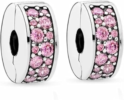 WEIMU Charms Stopper 925 Sterling Silber für Armband mit Gummi Clip Stopper Charms für Bead Charm Armband Anhänger Spacer (Pink) von WEIMU