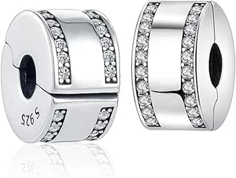 WEIMU Charms Stopper 925 Sterling Silber für Armband mit Gummi Clip Stopper Charms für Bead Charm Armband Anhänger Spacer (White 2) von WEIMU