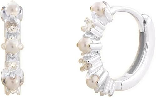 WEIMU Perlen Ohrringe Gold，Gold mit Perle mit Twist für Damen Teenager Und Mädchen Goldfarbene Geometrischer Twist Hochzeit Schmuck Geschenke für Freunde (Weißgold 1) von WEIMU