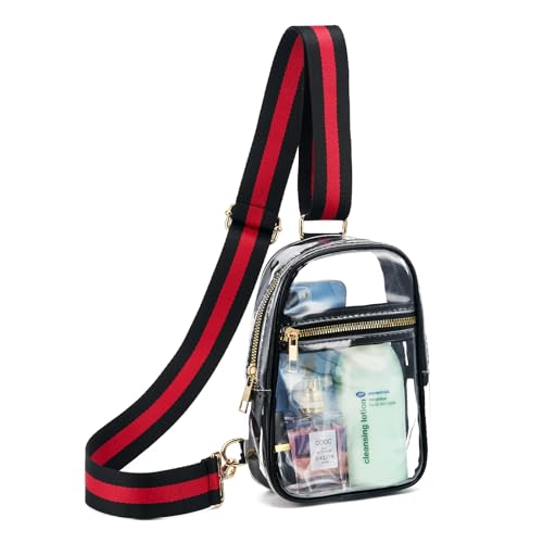 Transparente Schultertasche für Damen, Bauchtasche, Geldbörse, Stadion-zugelassen, kleine transparente Crossbody-Brusttaschen für Konzerte, Farbe 1 von WEIMZC