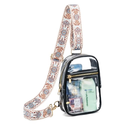 Transparente Schultertasche für Damen, Bauchtasche, Geldbörse, Stadion-zugelassen, kleine transparente Crossbody-Brusttaschen für Konzerte, Farbe: 25 von WEIMZC