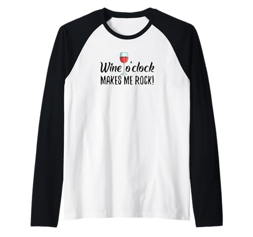 Wine o'clock, Geschenk Damen, mit Lustigen Spruch, Aufdruck Raglan Wine o'clock, Geschenk Damen, mit Lustigen Spruch, Aufdruck Raglan von WEIN REIN SCHÜTT