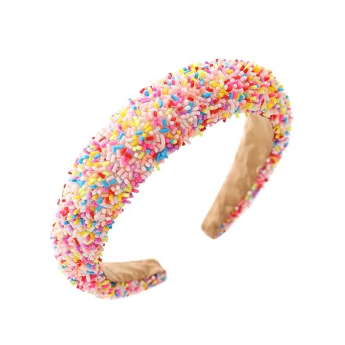 Breiter Haarreifen Damen Glitzer, Haarreifen Mädchen, Bonbonfarbenes Haarband, Haarreif Damen, Glitzer Haarreif Rosa, Haarreifen Breit, Breites Haarband Schminken, für Frauen Mädchen (A, 1) von WEINIBAO