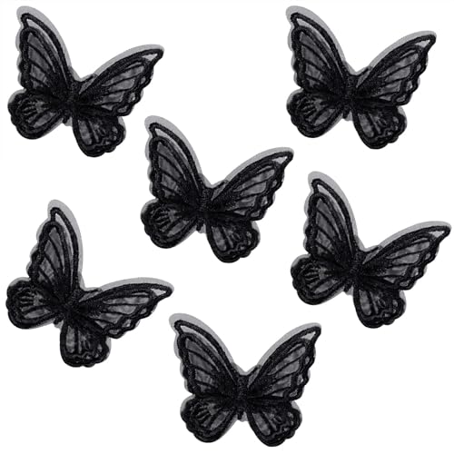 Haarklammer Schmetterling Haarspange Schmetterling 6 Stück, Mini Haarspangen Clip für Damen Mädchen Party Dekoration (Schwarz) von WEINIBAO