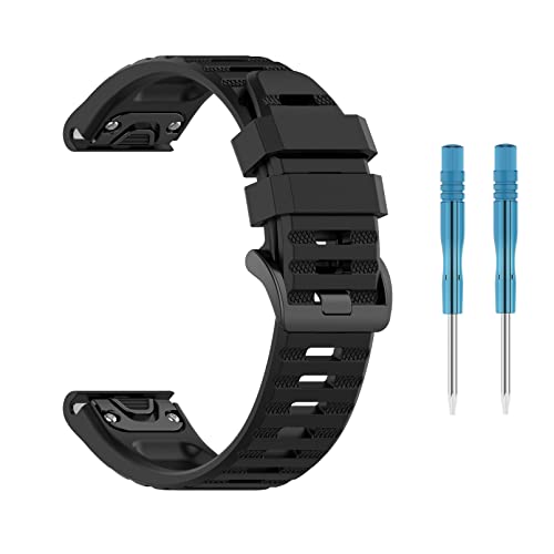 Waekethy 22mm Quick Fit Armband Kompatibel mit Garmin Fenix 6/Fenix 6 Pro, Fenix 7, Fenix 5/Fenix 5 Plus, Forerunner 935/945, Instinct 2 Silikon Estrazarmband für Frauen Männer von Waekethy