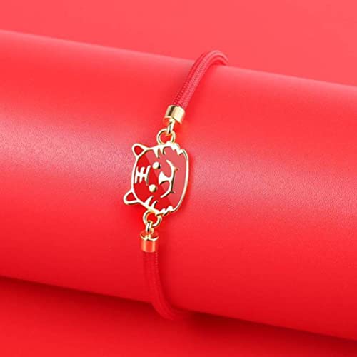 WEISHA Jahr des Tiger 925 Sterling Silber Rotes Seil Armband, Weibliche Palaststil Handseil Jahrgang Ländlich Stil Neujahr Schmuck von WEISHA