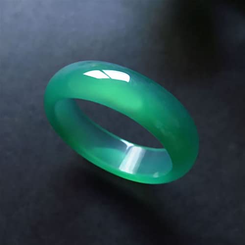 Natürlicher grüner Chalcedon-Achat-Jade-Ring, chinesisches Jadeit-Amulett, modischer Charm-Schmuck, handgeschnitzt, Kunsthandwerk, Geschenke, Damen und Herren (Edelsteinfarbe: Rot, Ringgröße: 9) (8 Ro von WEISSBIGR