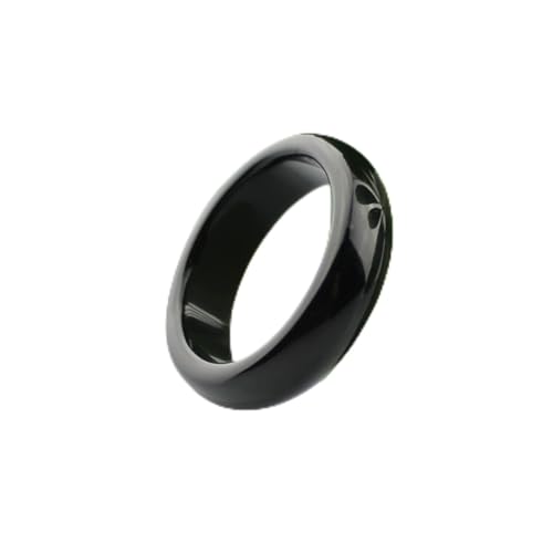 WEISSBIGR 100% natürlicher schwarzer Achat-Jade-Ring für Männer oder Frauen, Paar-Liebhaber, Jade-Ringe, Schwanzring-Schmuck (Ringgröße: 9,5) (10) von WEISSBIGR