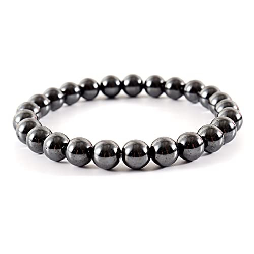 WEISSBIGR Klassisches Steinperlen-Armband, handgefertigtes Steinperlen-Kettenarmband für Herren, Schmuckgeschenke für Herren und Damen (Hauptsteinfarbe: Breite 6 mm, Metallfarbe: 28) (15 Breite 8 mm) von WEISSBIGR