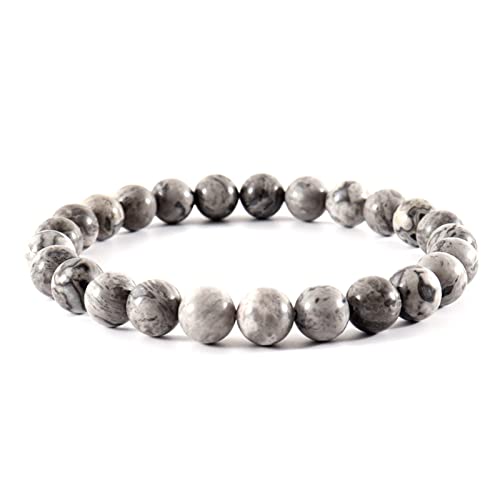 WEISSBIGR Klassisches Steinperlen-Armband, handgefertigtes Steinperlen-Kettenarmband für Herren, Schmuckgeschenke für Herren und Damen (Hauptsteinfarbe: Breite 6 mm, Metallfarbe: 28) (34 Breite 6 mm) von WEISSBIGR