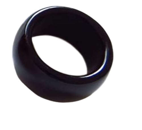 WEISSBIGR Natürlicher Achat, weiß, rot, gelb, grün, schwarz, Jade-Ringe, Schmuck, Bandring, Jadesteine für Damen und Herren, Schmuckringe (Gem Color: Black, Ring Size: 10) von WEISSBIGR