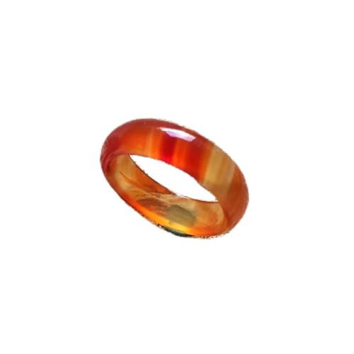WEISSBIGR Ringe aus natürlichem Achat, roter Jade, Jadeit-Schmuck, Edelstein-Bandring, Jadesteine für Damen und Herren, Ringe (Gem Color: One Piece, Ring Size: 8) von WEISSBIGR
