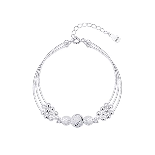 WEISSBIGR Runde Perlenarmbänder und Armbänder aus 925er Sterlingsilber für Damen, Party, Modeschmuck (Farbe: Silber, Größe: ONE) (Silver ONE) von WEISSBIGR