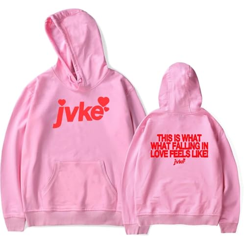 WEISSYO Kinder Sweatshirt Unisex Vintage Hip Hop Harajuku Sweatshirt Student Herbst Winter Top Sänger JVKE Druck Hoodie Kapuzenpullover Doppelseitiger Herren Damen Pullover Modekleidung-Pink||s von WEISSYO