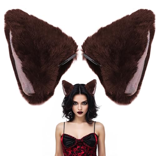1 Paar Katzenohren Haarspangen Plüsch Katze Haarnadel Niedliche Tierohren Kopfbedeckung Kopfschmuck für Mädchen Damen Halloween Party Cosplay Kostüm Haar Zubehör (Braun) von WEITAPYT