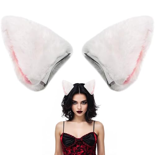 1 Paar Katzenohren Haarspangen Plüsch Katze Haarnadel Niedliche Tierohren Kopfbedeckung Kopfschmuck für Mädchen Damen Halloween Party Cosplay Kostüm Haar Zubehör (Weiß) von WEITAPYT