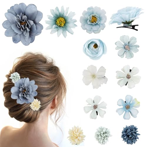 12 PCS Blumen Haarklammer, Blumen Haarspangen Damen, Bunt blume Haarklammer, haarspange blume, Tropische Hawaii-Strand-Haarspangen, geeignet für Frauen und Mädchen von WEITAPYT