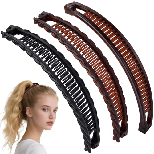 3 Stück Bananenhaarklammern für Damen, Groß Bananen Haarspange für dickes Haar Keine Rutsch Bananen Clips Haare für Starke Halter Banana Hair Clip für Lockiges Oder Glattes Haar Frauen Mädchen (Typ1) von WEITAPYT