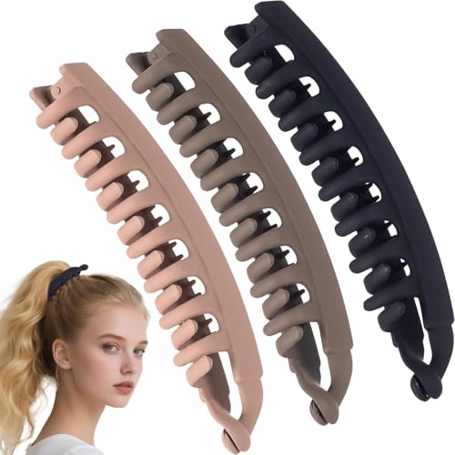 3 Stück Bananenhaarklammern für Damen, Groß Bananen Haarspange für dickes Haar Keine Rutsch Bananen Clips Haare für Starke Halter Banana Hair Clip für Lockiges Oder Glattes Haar Frauen Mädchen (Typ2) von WEITAPYT