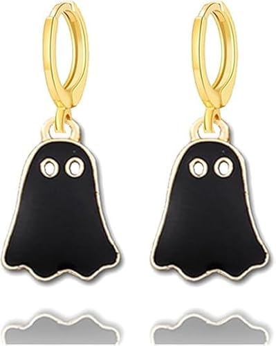 Halloween Ohrringe Gespenst für Damen Lustige Geist Ohrstecker Sterling Silber Tropfen Ohrschmuck Halloween Earrings Geschenke für Frauen Teenager Mädchen Kinder (Schwarz) von WEITAPYT