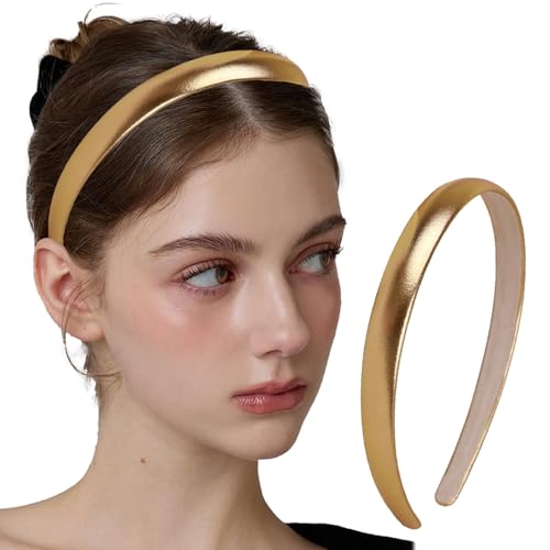 Satin Haarreifen Damen, Goldenes Stirnband verstellbar dünner Haarband mit luxuriöser Oberfläche Mode Frauen Kopfband Haarschmuck für Mädchen Party Hochzeit Bühne Urlaub Yoga Gesicht waschen Satin Haarreifen Damen, Goldenes Stirnband verstellbar dünner Haarband mit luxuriöser Oberfläche Mode Frauen Kopfband Haarschmuck für Mädchen Party Hochzeit Bühne Urlaub Yoga Gesicht waschen von WEITAPYT