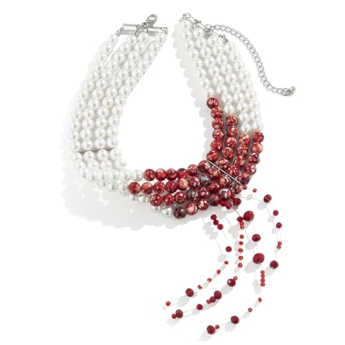 WEITAPYT Halloween Halskette Tropft Blut Gefälschte Perlen Halloween Party Halsband Halskette Vampir Party Kostüm von WEITAPYT